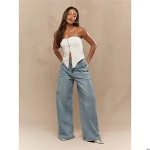 Corset Neck Halter Boned Buttoned Hem MISSGUIDED Asymmetric Top Butterfly Style