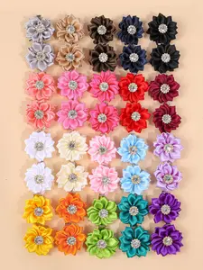 Rhinestone Decorated Flower Design Hair Clips, Super Cute Clips, Elegant Colorful Hair Accessories for Women & Girls, Trendy All-match & Exquisite Hair Clip for Daily & Party Decoration