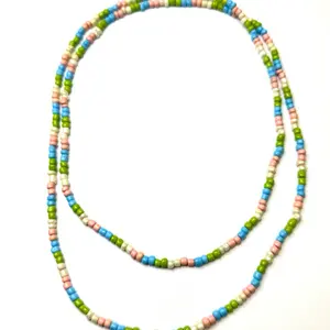 Handmade Multi-Style Glass Seed Bead Necklace 42" Island Mint Fresh Green Soft Pastel Mix Versatile Lightweight Comfortable Everyday Wear. Made with 6mm seed beads.