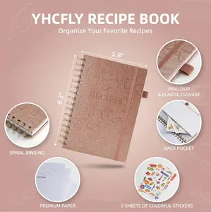 Recipe Book to Write in Your Own Recipes, Sprial Personal Blank Recipe Book, Make Your Own Family Cookbook & Recipe Notebook Organizer, A5 Hardcover, stores 120 recipes-Rose Gold