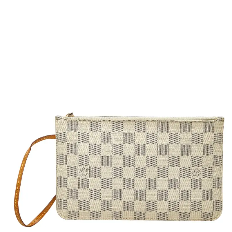 Pre-owned Louis Vuitton Canvas Small Leather Goods Neverfull Pochette Damier Azur Pouch