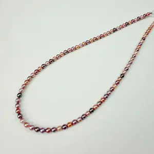 【Adee】Purple Candy Necklace Freshwater AK Pearl Full String Necklace 4-5mm Mini Size 40cm Collarbone Length Vibrant Gradient Colors Hand-Knotted Craftsmanship-N52-2A