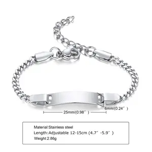 FF09 Customizable Non-Allergy Stainless Steel Personalized Baby Name Bracelets - Letter Engraving Unisex Infant Baptism Bangle, Bracelets for Women, Birthday Gift Jewelry