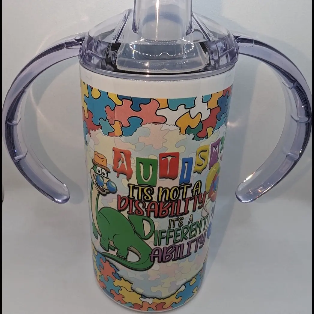 Autism Baby sippy plus straw and lids dishwasher save Mugs