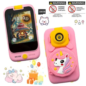 Kids Microscope Camera Phone 2 in 1, 2.8'' Touch Screen， Educational Learning Toy with Photo Video Recording, 32GB Card, Flashlight,ABC Enlightenment & General Knowledge Educational Toy Phone, Gift for Boys Girls Age 3-10