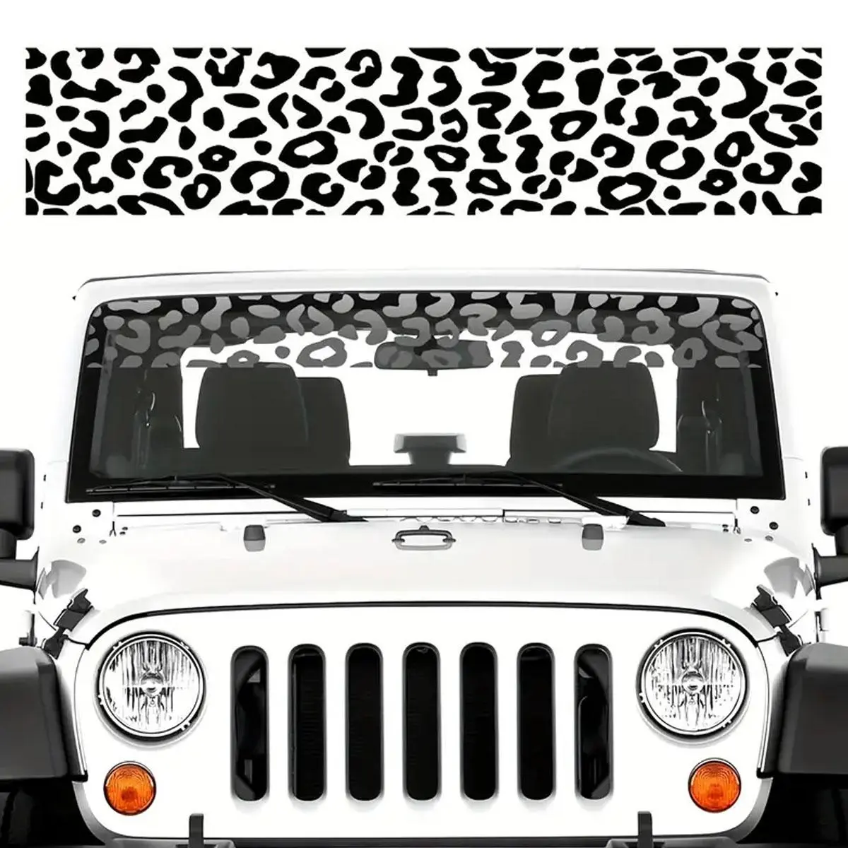 Car Front Windshield Leopard Print Sunshade Sticker Fashion Cheetah Pattern Decal Strip Leopard Print Car Sticker