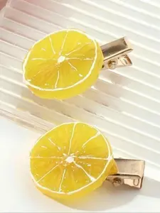 Lemon Hair Clips Set, Summer Fruit Style, Cute Design, Fresh Cute Bangs Clip, Suitable for Girls and Women, Cool Colors, Versatile Usage, Daily Use, Party, Beachwear