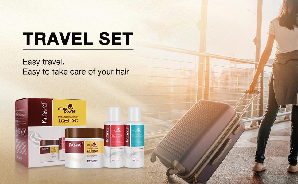 Karseell  HairMask Sample (100ml), Shampoo Sample and Conditioner Sample Travel Set Suitable for All Hair Types3.38floz +2.4floz+2.4flozArganHaircare
