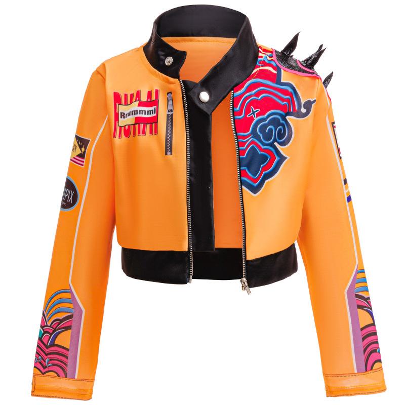 【Christmas gifts】K-Pop Rumi Girls' Costume Set, Halloween Role Play, Character-Based Crop Top, All Seasons Fitted Kint Fabric, Moderate Thickness