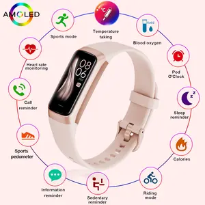 1.1" AMOLED Screen Smart Watch - Multi-Platform, Biometric, Bluetooth-Compatible, Motion-Based, Casual Fitness Tracker with Automatic Heart Rate, Blood Oxygen, Sleep Monitoring, IP67 Waterproof, Magnetic Charging for iOS & Android, Multi-Platform Fitness