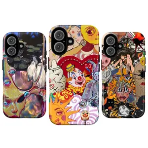Psychedelic Horror iPhone Case Collection – Trippy Ghost, Creepy Clown & Surreal Collage Aesthetic Phone Covers for iPhone 16 15 14 13 12 11 X, Galaxy S24 S23 S22 S21 – Spooky Halloween Gift for Her & Him