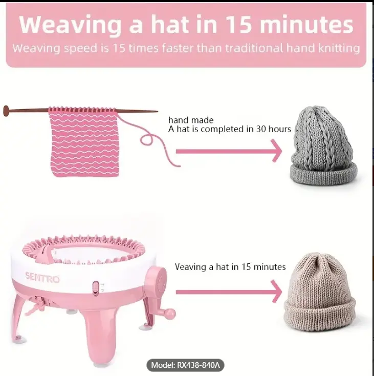 1set 40 Needle Manual Yarn Knitting Machine Scarf Hat Adult Automatic Knitting Clothing Tool DIY Handicraft Knitting Tool Include Instructions In English
