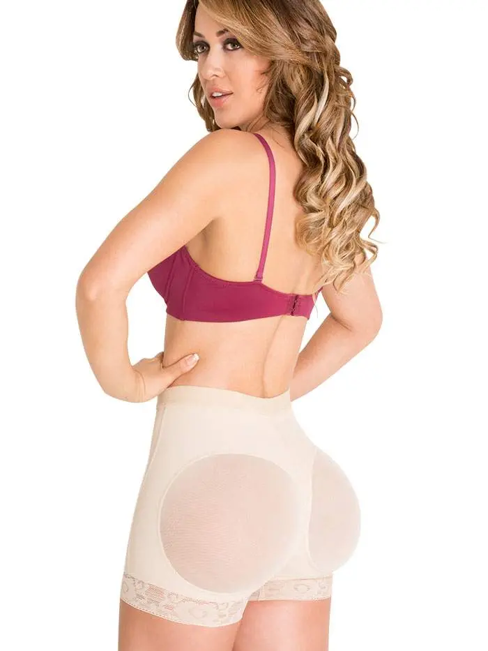 Fiorella Shapewear Butt Lifter Enhancer Powernet Shorts Levanta Cola Fajas Colombianas 602 - Flawless Compression Cotton Women's Underwear with Elastic Silicone Bands & Flat Seams for Comfortable Wear