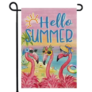 Vibrant Flamingo Burlap Garden Flag - Weather-Resistant, Double-Sided Outdoor Decor, Perfect for Any Season, No Electricity Required, 12x18 in