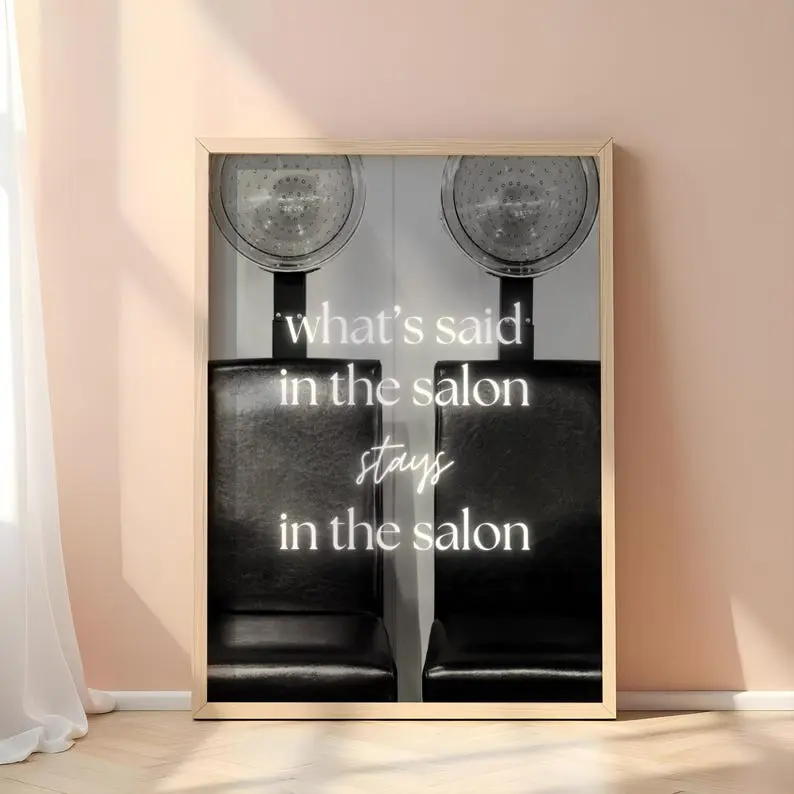 Hair Salon Quote Wall Art Print, Retro Beauty Salon Decor, Vintage Hairdresser Poster, Fun Hairstylist Gift For Salon, Office, Spa, Bedroom, Modern Aesthetic Artwork With Inspiring Hair Quotes