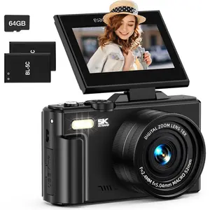 5K Digital Camera for Photography, 75MP WiFi Vlogging Camera for YouTube with 3" 180? Flip Screen, UHD Autofocus Video Camara with 18X Zoom, Compact Vlog Travel Camera with 64GB SD Card, 2