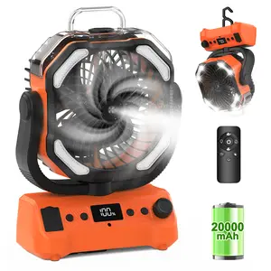 20000mAh Portable Spray Electric Fan , LED Power Display,  Oscillating Head, Timing & Shaking Control, Water Tank Spray, Cordless Design, Remote Control for Camping, Suitable For Tent, Power Failure, Construction Site