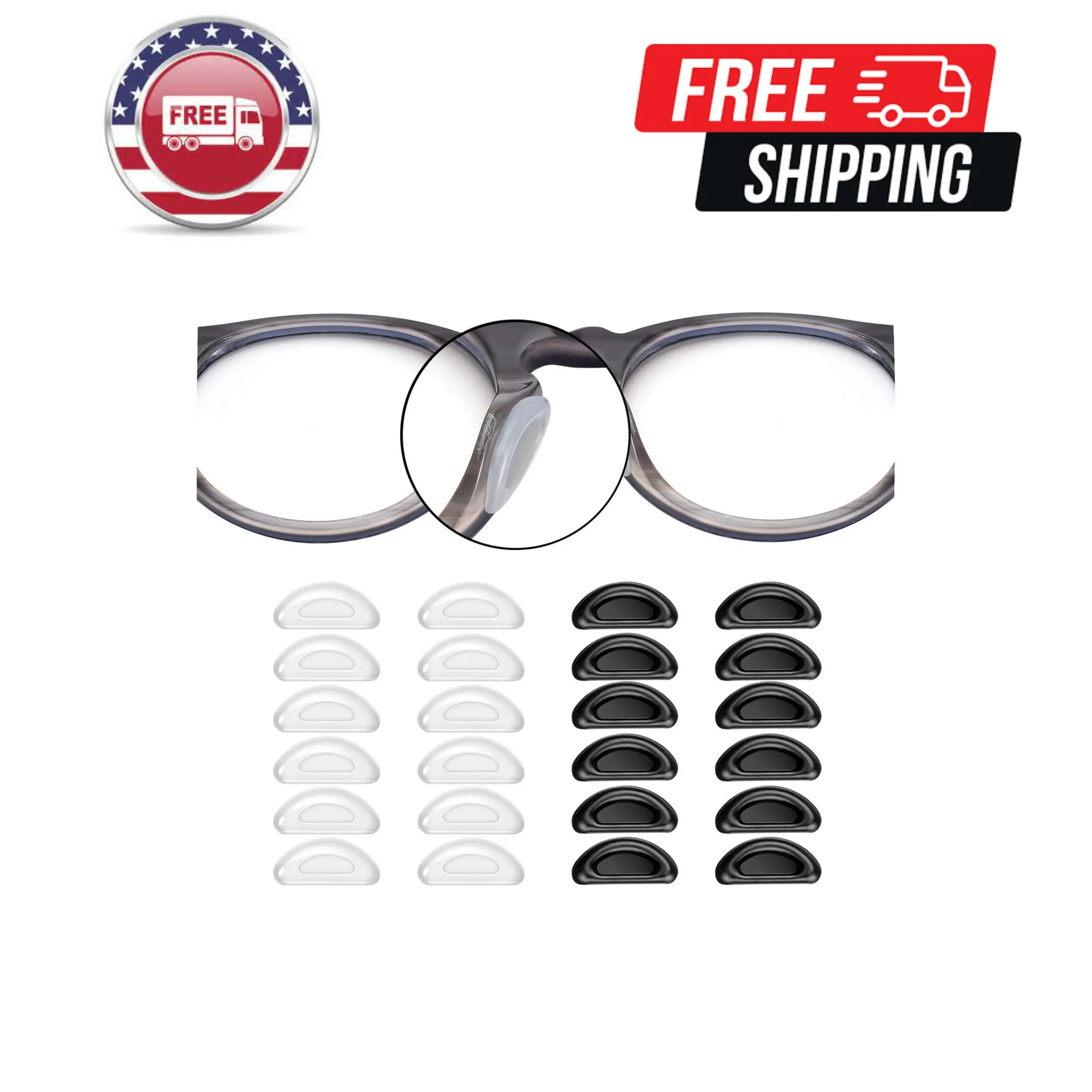 Adhesive Nose Pad, 20 Pairs Eyeglass Nose Pads Stick On Silicone Anti-Slip