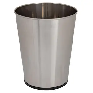 5-liter small stainless steel trash can |       Compact Round Open Trash Can |       Durable trash can for bathroom, bedroom, dormitory, and office |       Stylish space-saving waste disposal container