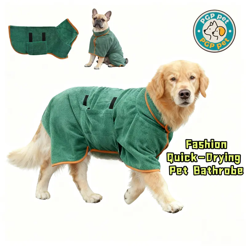 Soft Pet Bathrobe - Ultra Absorbent Microfiber, Quick-Dry, Dries Fast, Odorless Materials, Multi-Size Dog Grooming Bath Accessory for Fresh After Baths Needs, Supplies, Minimalist, Clean