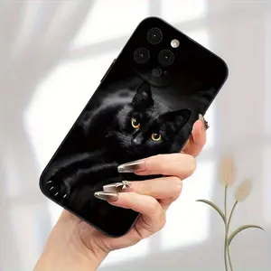 A mobile phone case featuring a black cat design, TPU shockproof full protection case, suitable for iPhone 17/16/15/14/13/12/11 PRO MAX PLUS AIR E XS and PROMAX MINI, is an ideal gift for friends and family, MS2747