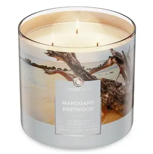 Goose Creek Mahogany Driftwood Scented 3 Wick Jar Candle 14.5oz