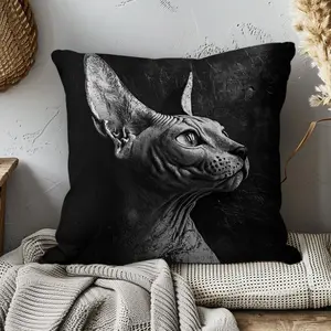 1pc Single-Sided Print Pillowcase, Sphinx Cat Pattern, 2D Flat Design, Hidden Zipper, Home Decor, Sofa, Car, Bedroom, Living Room