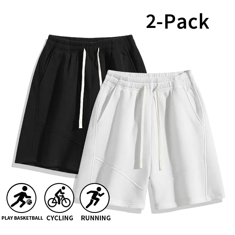 2 Pack Men’s Casual Athletic Jogger Shorts | Elastic waistband design, suitable for basketball, cycling, and running!Summer vibe, Jogging Shorts, Lightweight Polyester Shorts
