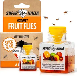 Super Ninja Fruit Fly Traps for Indoors 4 Pack Highly Effective Catcher for Home Kitchen Up to 3 Weeks Performance Kid Pet Friendly