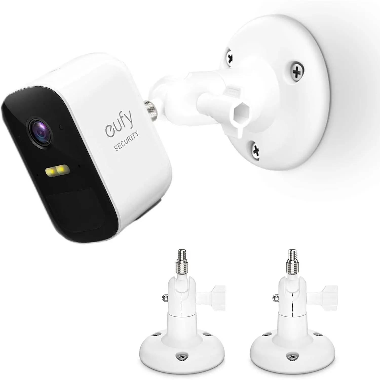 Adjustment Wall Mount Holder Compatible with Eufycam 2c,Eufycam 2,Eufycam E and Other Eufycams Compatible Models,1/4" Screw Eufycam Wall Mounts (2PACK, White)
