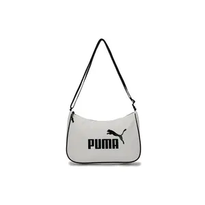 PUMA Core Base Shoulder Bag with Large Logo Print in White Fabric for Men and Women