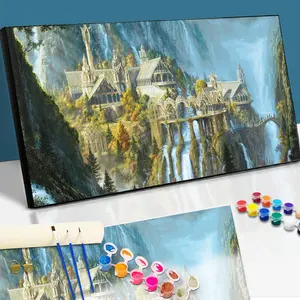 Paint By Numbers Kit for Adults Beginners -35.5x15.7in/90x40cm Color Canvas, Easy DIY Castle Acrylic Painting Set - Wall Decor for Living Room and Bedroom, Creative Gift for Birthday, Mother's Day and Christmas, Without Frame