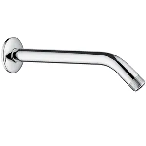 BRIGHT SHOWERS Shower Arm with Flange 10 Inches Solid Brass Shower Head Extension Arm, Wall Mounted Shower Pipe Arm for Rain and Handheld Showerhead