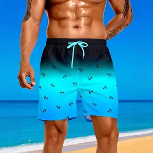 Men's Ombre Print Beach Shorts, Casual Comfy Breathable Swimming Shorts for Summer, Men's Swimwear for Beach Vacation, Shorts for Men, Swim Trunks Men, Swim Bottom Swimsuit, Drawstring Swim Bottom, Summer Swim Bottoms, Swimtrunks, Stretchy Trunk