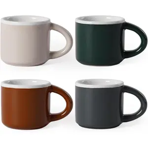 Espresso Cups Set of 4, 2 oz Mini Espresso Mugs with Handle, Small Demitasse, Vintage Accessories, Safe Shot Cup Suit for Coffee Bar