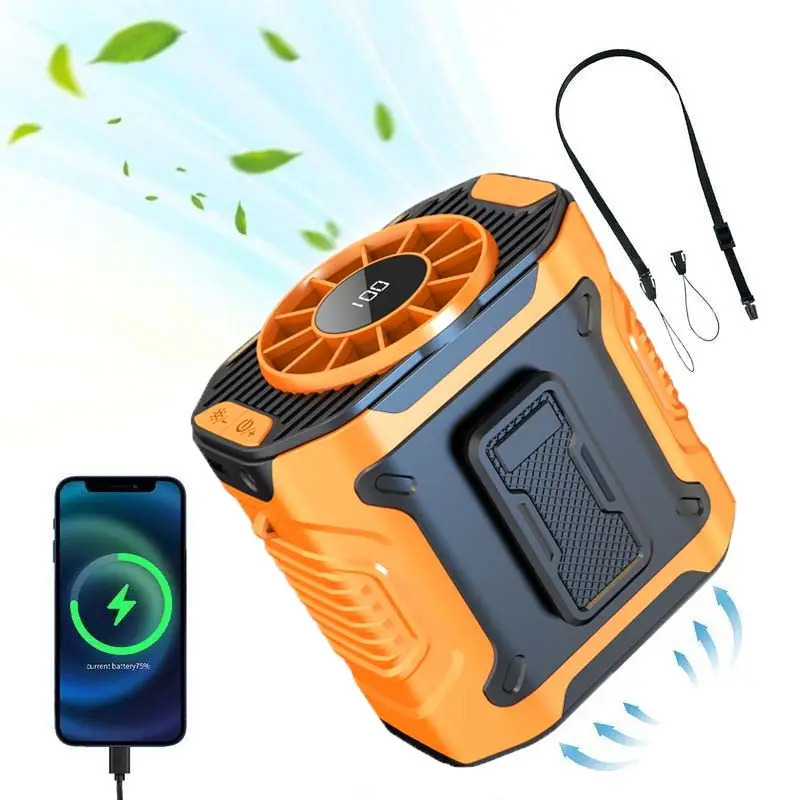 [Summer deals ] Nerunsa 2025 New Personal Waist Portable Rechargeable Fan 100 Speeds Airflow LED Light Wearable Belt Fan for Outdoor Jobsite Farms Tra