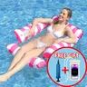 Unisex 4-in-1 Inflatable Pool Hammock, Lightweight Floating Lounge Lounger for Adults, Leak-Proof PVC Floating Hammock Airbeds & Inflatables, Outdoor Summer Water Toy with Free Pump & Phone Case, Quick-Inflate, Soft Mesh, Portable