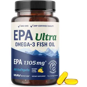 High Strength EPA Omega 3 Fish Oil 1105 mg for Heart Health Cellular Function Support Total Omega 3 1650 mg 60 Count