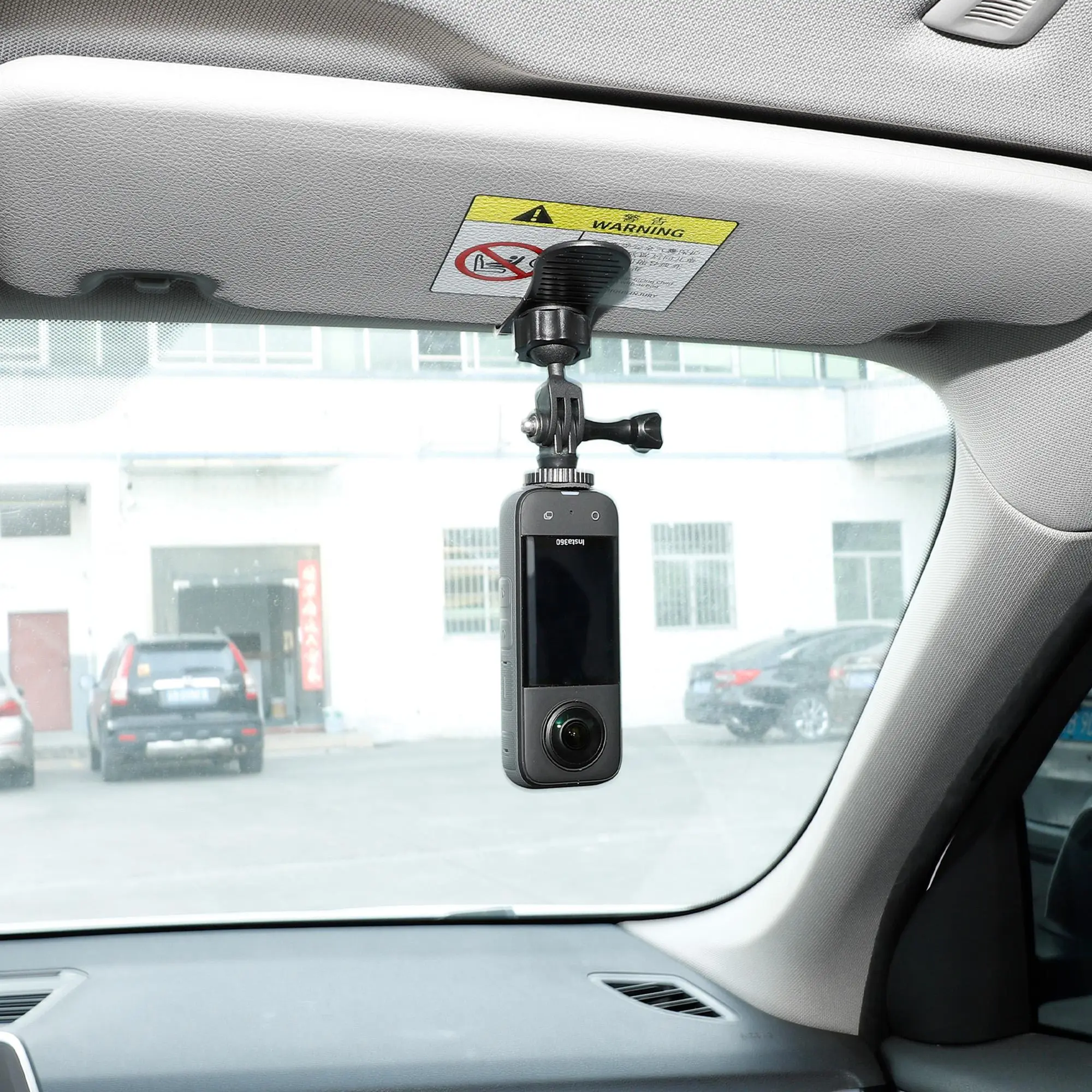 PellKing Adjustable Car Visor Mount VLOG Holder - 1/4" Adapter, ABS Build, Thumb Screw, Phone Clip, Universal Fit for iPhone, Samsung Phones, GoPro 13-6, Insta360 X5-X2/X RS/R, AKASO, DJI Osmo Action 5-2 Cameras (Ideal for Adjustable Scenery Recording), R