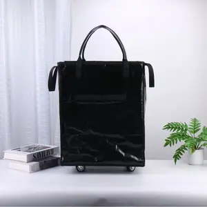 Portable Wheeled Grocery Cart, Lightweight Large Capacity Shopping Bag, Zippered Lid, Waterproof Storage Bag, Home Use, Grocery Bag Carrier