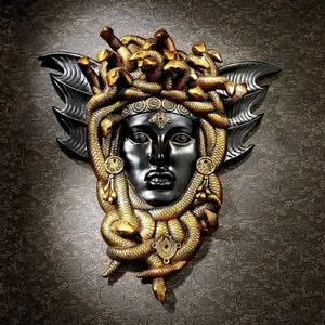 1pc Medusa Head Guardian Wall Sculpture - Snakes Head Wall Plaque Resin Wall Sculpture Home Decorations