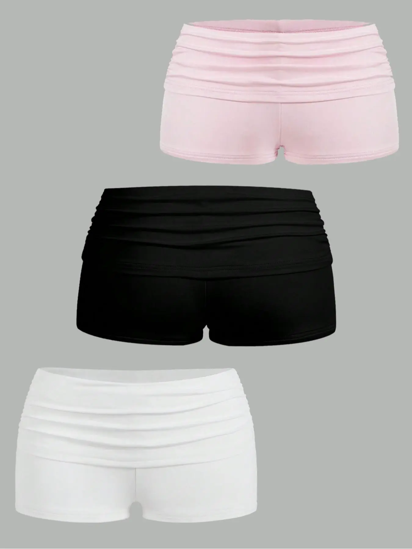 Women's Solid Color Ruched Shorts, Casual Comfy Breathable Skinny Shorts for Daily Wear, Ladies Bottoms for All Seasons, Fitness Shorts, Sporty Breathable Shorts, Casual Athleisure Shorts, Breathable Stretchy Shorts