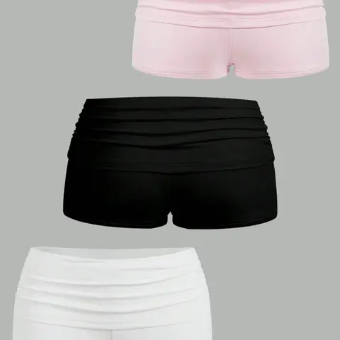 Women's Solid Color Ruched Shorts, Casual Comfy Breathable Skinny Shorts for Daily Wear, Ladies Bottoms for All Seasons, Fitness Shorts, Casual Athleisure Shorts, Breathable Stretchy Shorts, Tight Fitted Shorts