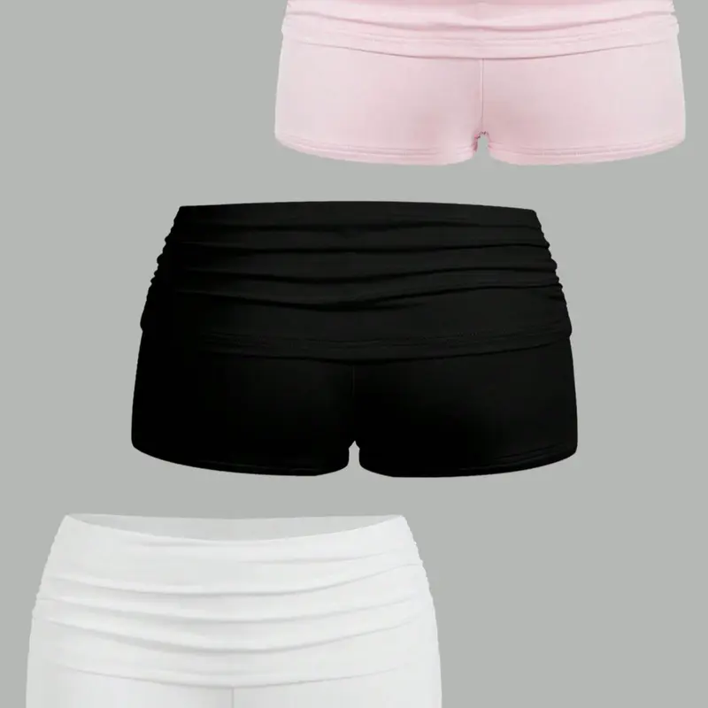 Women's Solid Color Ruched Shorts, Casual Comfy Breathable Skinny Shorts for Daily Wear, Ladies Bottoms for All Seasons, Fitness Shorts, Casual Athleisure Shorts, Breathable Stretchy Shorts, Tight Fitted Shorts