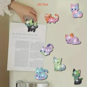 Cartoon Cat Pattern DIY Diamond Arts Colorful Painting Kit, Fridge Magnet, DIY Decorative Craft Handicraft for Home Decor, Diamond Painting Kits, Handcraft
