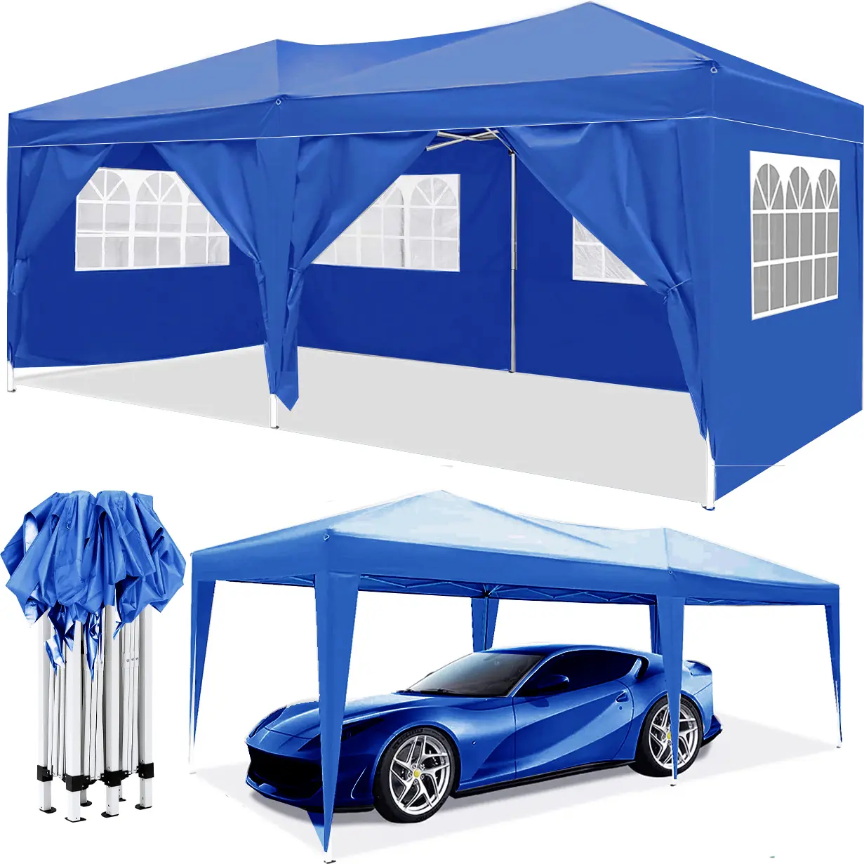 【SummerFinds】10'x20' Pop Up Canopy Tent with 6 Sidewalls, Waterproof & UV50+ Protection, Portable Instant Gazebo with Carry Bag & Sandbags, Outdoor Tent for Parties, Weddings, Market, Backyard, Patio & Carport, Easy Setup，Outdoor Tent