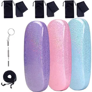 3Pcs Unisex Hard Shell Eyeglasses Cases, Protective Case For Glasses,Sunglasses Case with Cleaning Cloth