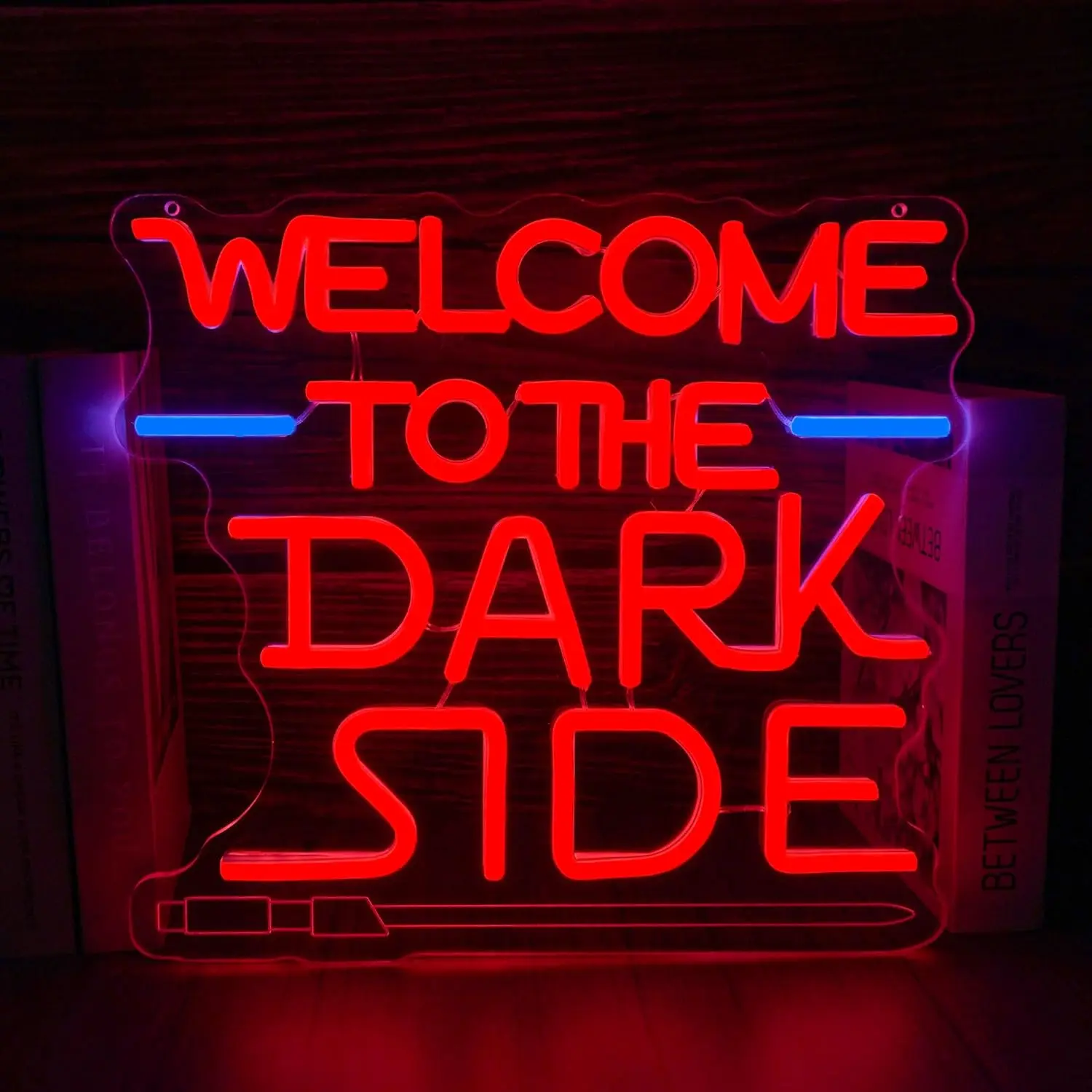 Dark Side Sci-Fi Movie Inspired Neon Sign, Illuminated Novelty Lighting, USB-Powered Wall Decor for Game Rooms, Gift for Space Opera Fans