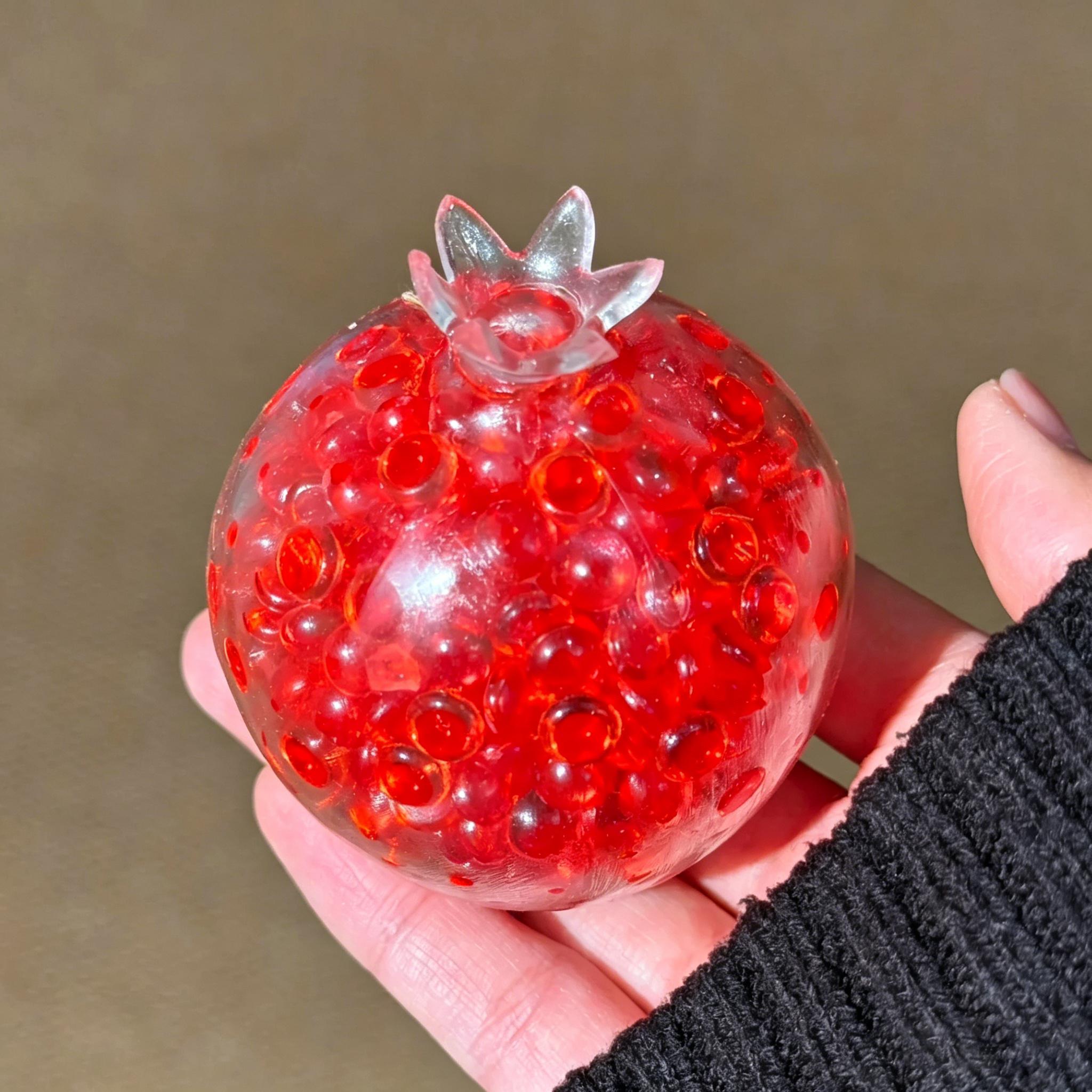 Handmade Pomegranate Crunchy Stress Ball,Soft Stretchy ASMR Fidget Toy,Moldable Vacuum Sealed Stress Balls,for Stress & Anxiety Relief,Aesthetic Desk Toy