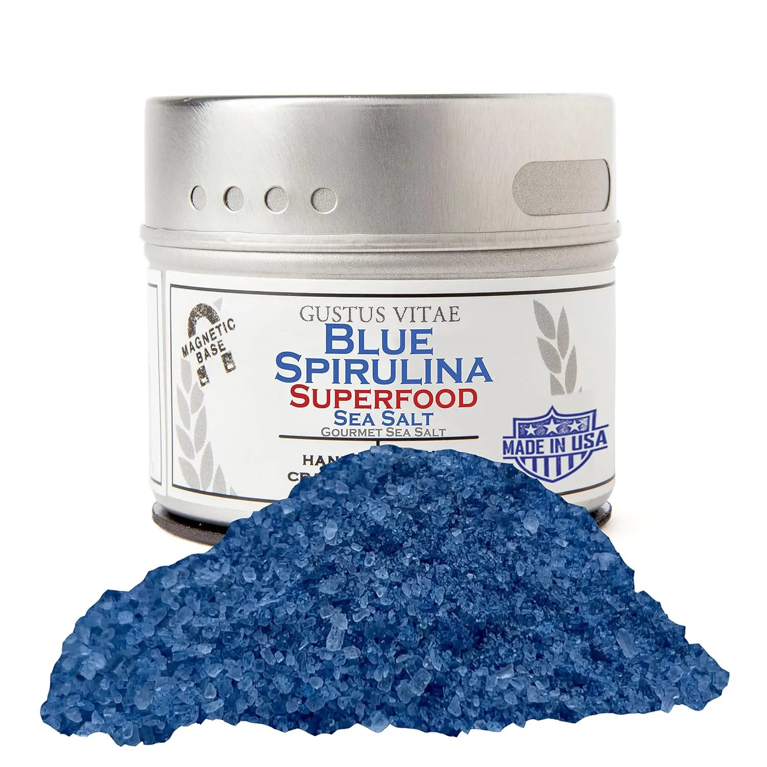 Blue Spirulina Superfood Sea Salt | All Natural | Ultra Premium Gourmet Salt | Artisanal Finishing Seasoning | Small Batch | Non GMO | Hand Packed | Super Food | GLP-1 Friendly | Sustainably Sourced | Magnetic Tins | 3.0 oz (84g)